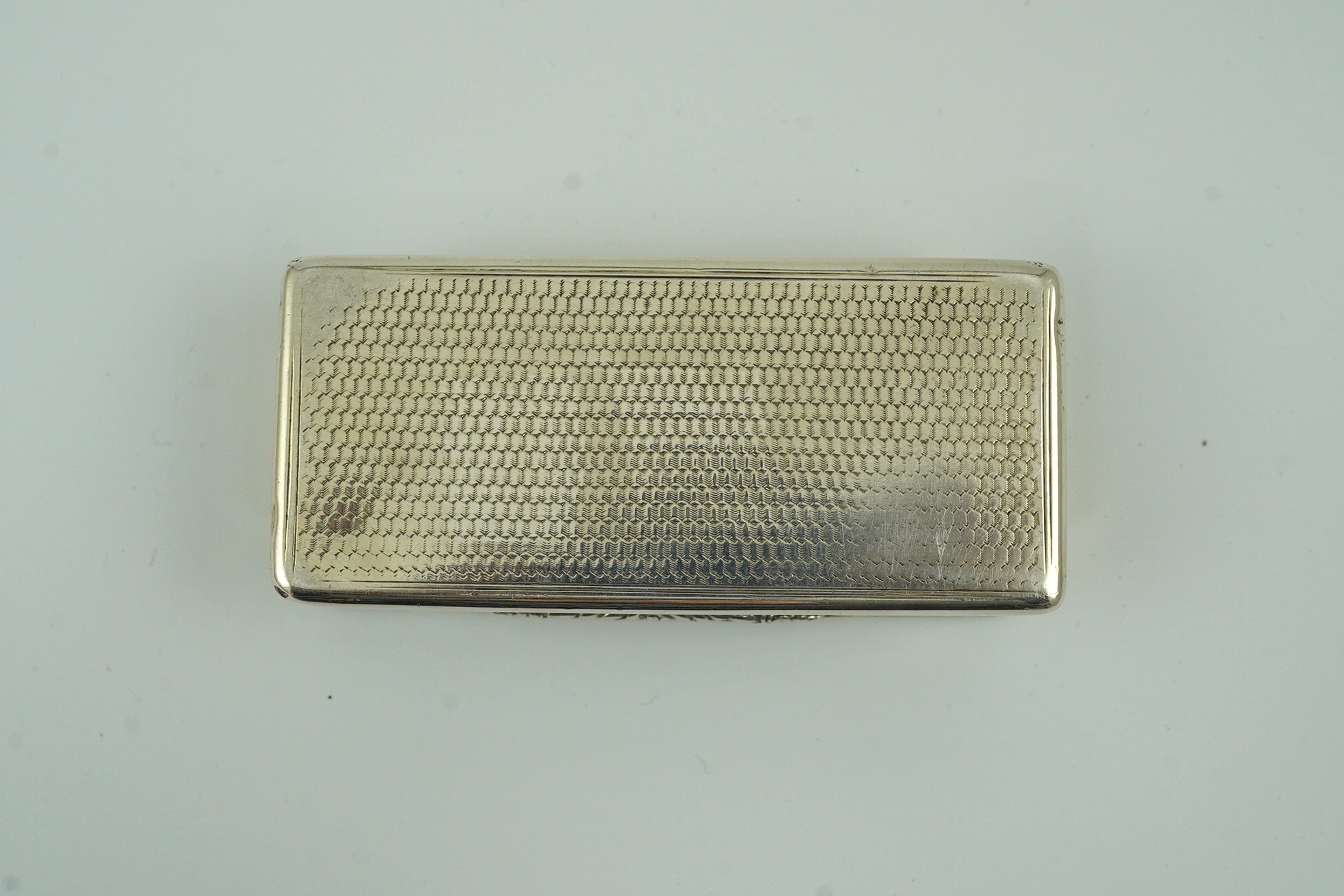 A late William IV engine turned silver rectangular snuff box, by Francis Clark